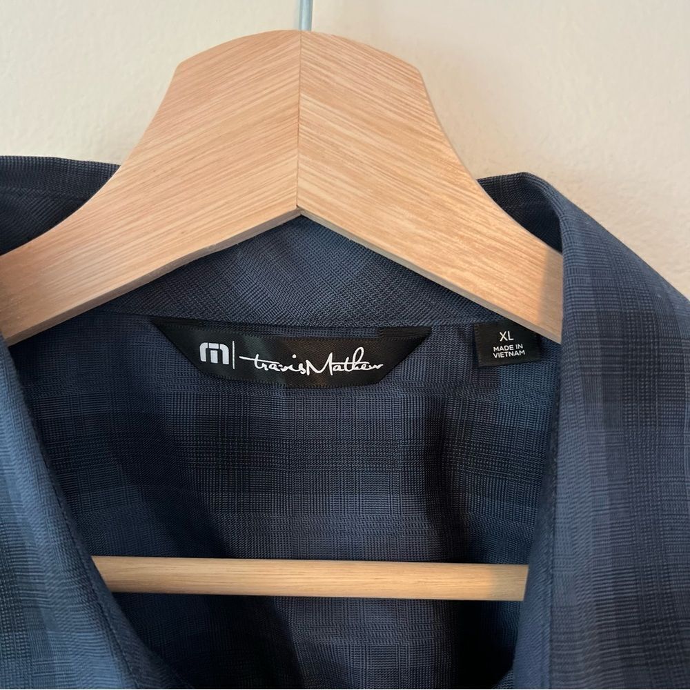 Travis‎ Mathew Mens Short Sleeve Button Up Shirt Blue Check Print Size XL - Picture 3 of 8